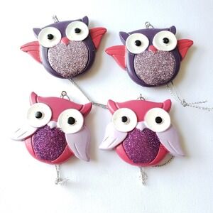 Mini Owl Ornaments Set Of 4 Purple & Pink By Holiday Time